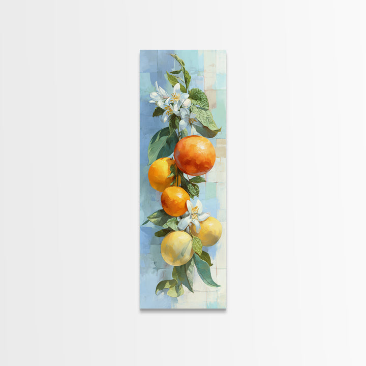 Fresh Citrus and Mint Still Life Framed Canvas Print, Dental Office Art, Office Decor, Oil Painting, Calm, Medical Art, DOA-1x3-91