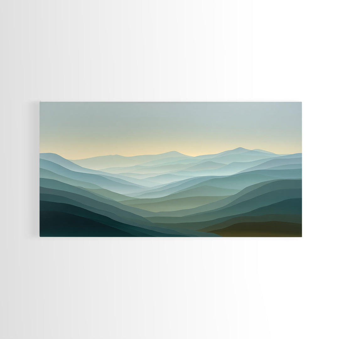 Soft Gradient Sunrise Framed Canvas Print, Dental Office Art, Neutral Decor, Office Decor, Fine Art, Calm, Wall Art, Poster, DOA-2x1-16