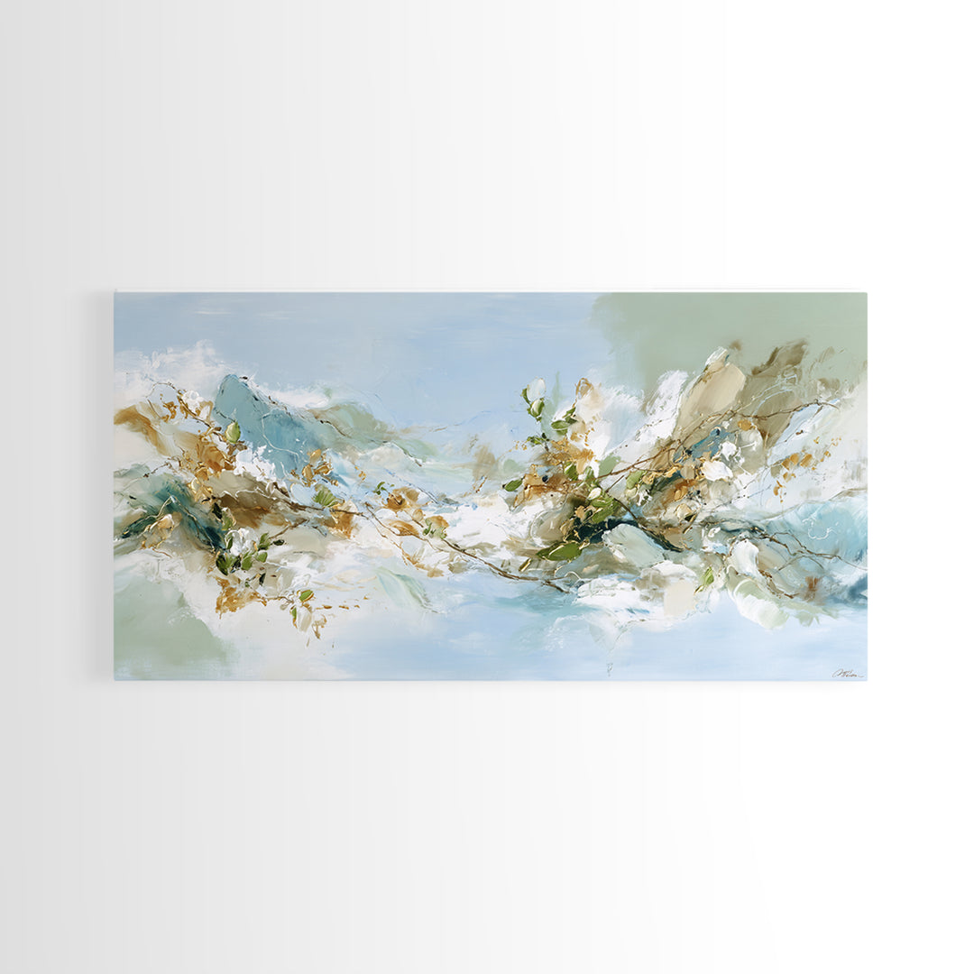 Gentle Mountain Landscape Framed Canvas Print, Dental Office Art, Room Decor, Office Decor, Oil Painting, Calm, DOA-2x1-24