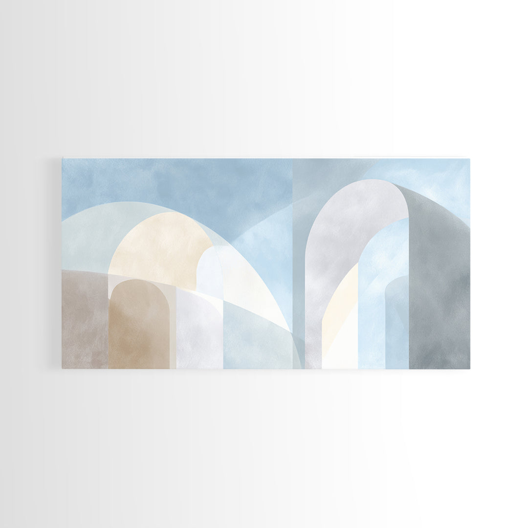 Light Scandinavian Abstract Arches Framed Canvas Print, Dental Office Art, Home Decor, Office Decor, Abstract Art, Calm, DOA-2x1-37