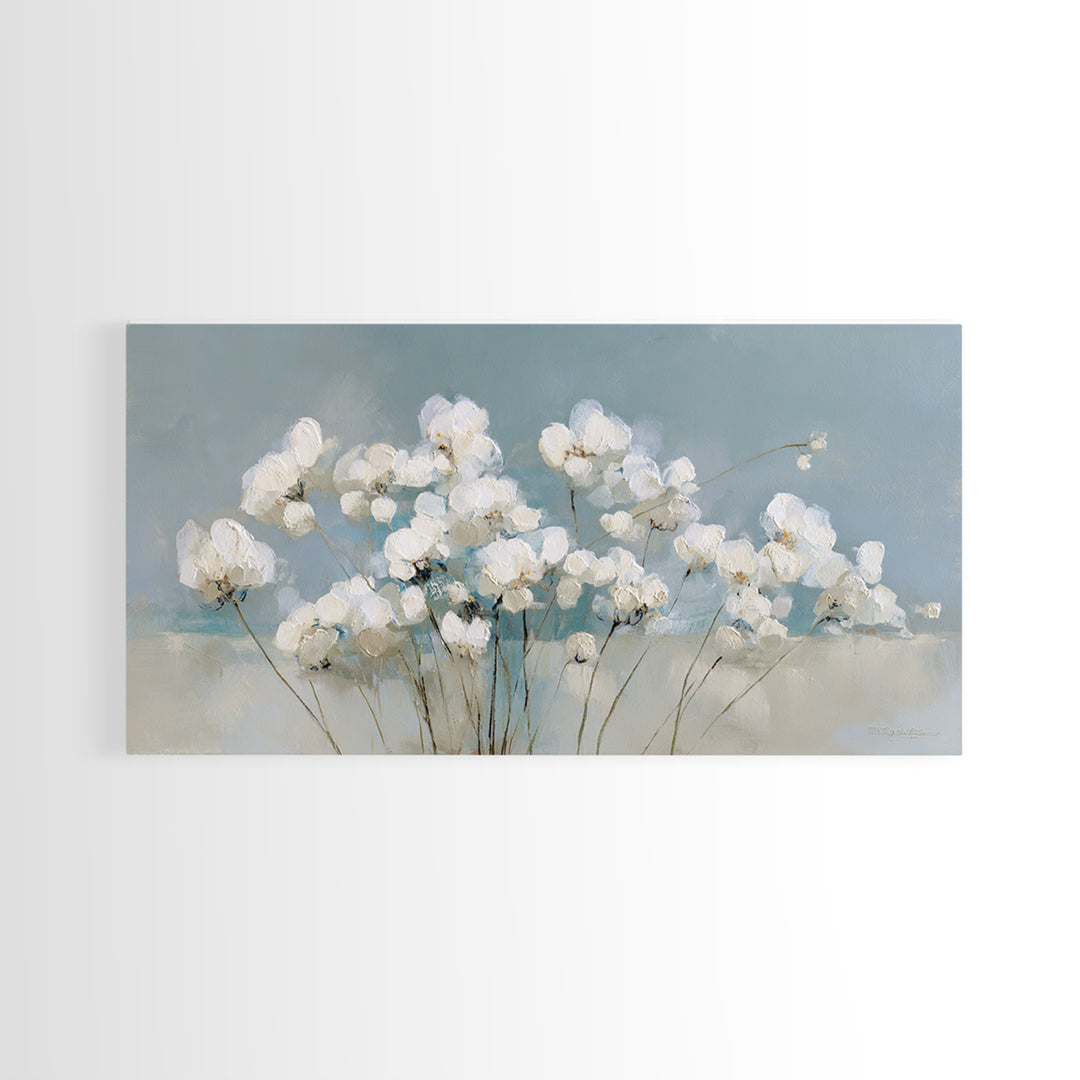 Sterile Modern Floral Painting Framed Canvas Print, Dental Office Art, Minimalist Wall Art, Office Decor, Fine Art, Calm, DOA-2x1-55