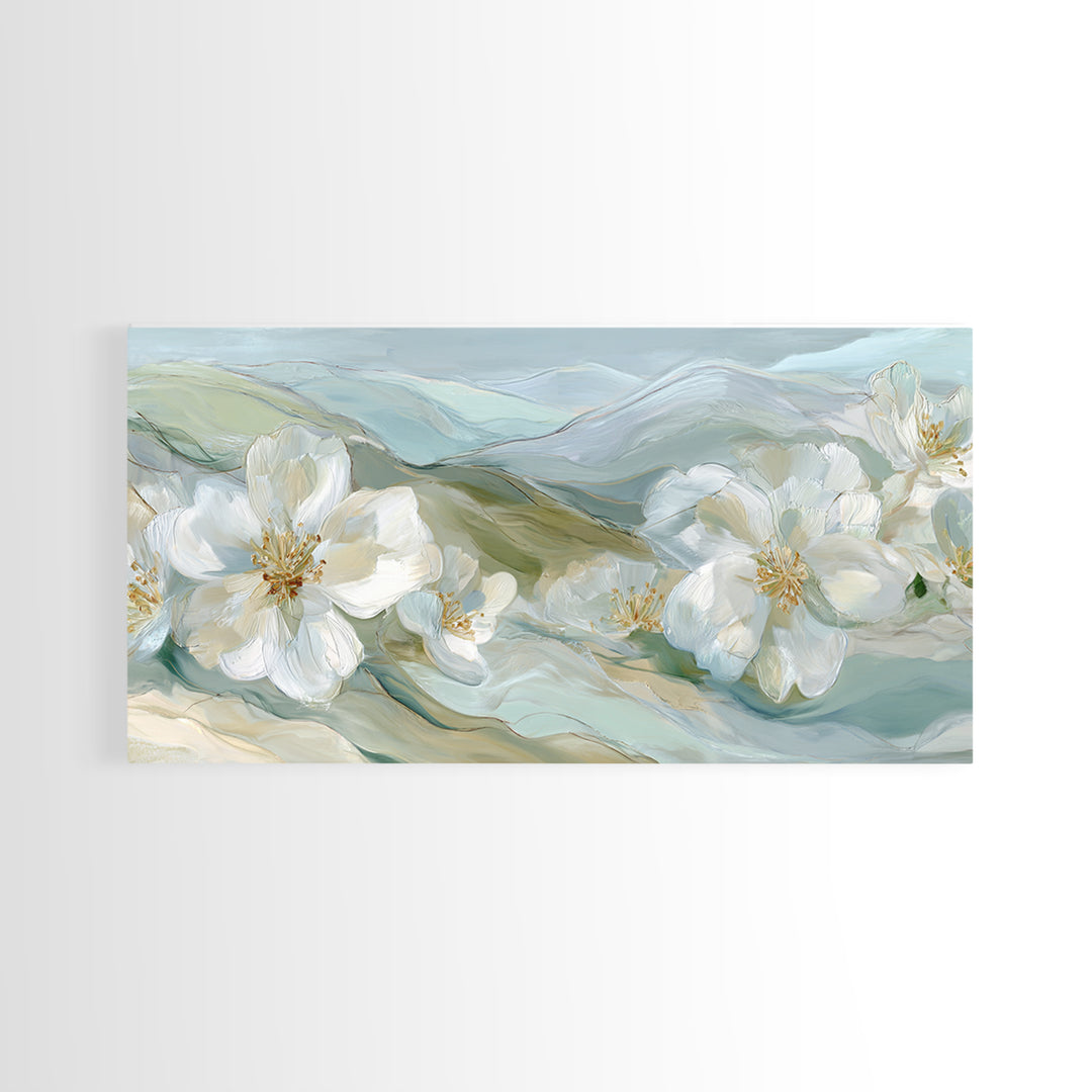 White Orchid on Stone Background Framed Canvas Print, Dental Office Art, Printable Wall Art, Office Decor, Fine Art, Calm, DOA-2x1-56