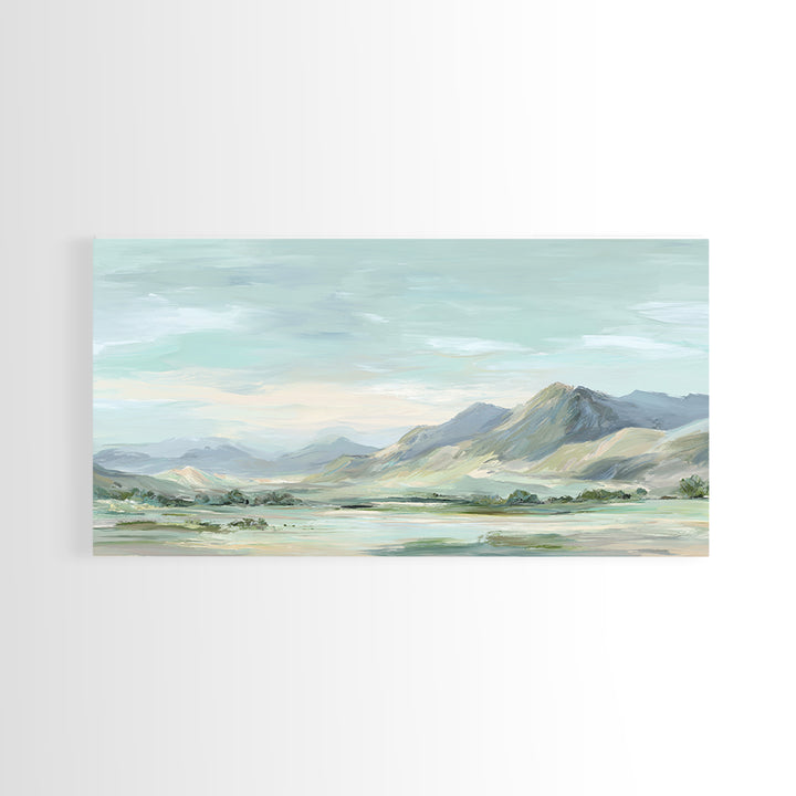 Gentle Mountain Landscape Framed Canvas Print, Dental Office Art, Medical Decor, Office Decor, Fine Art, Calm, Home Decor, DOA-2x1-96