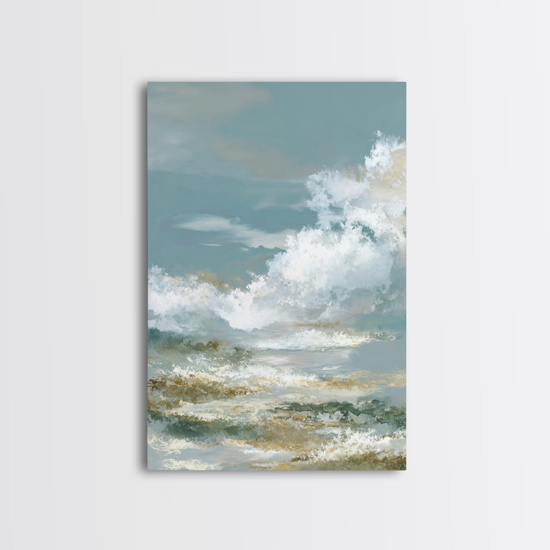 Peaceful Clouds over Open Meadow Framed Canvas Print, Dental Office Art, Modern Decor, Office Decor, Fine Art, Calm, Poster, DOA-2x3-17