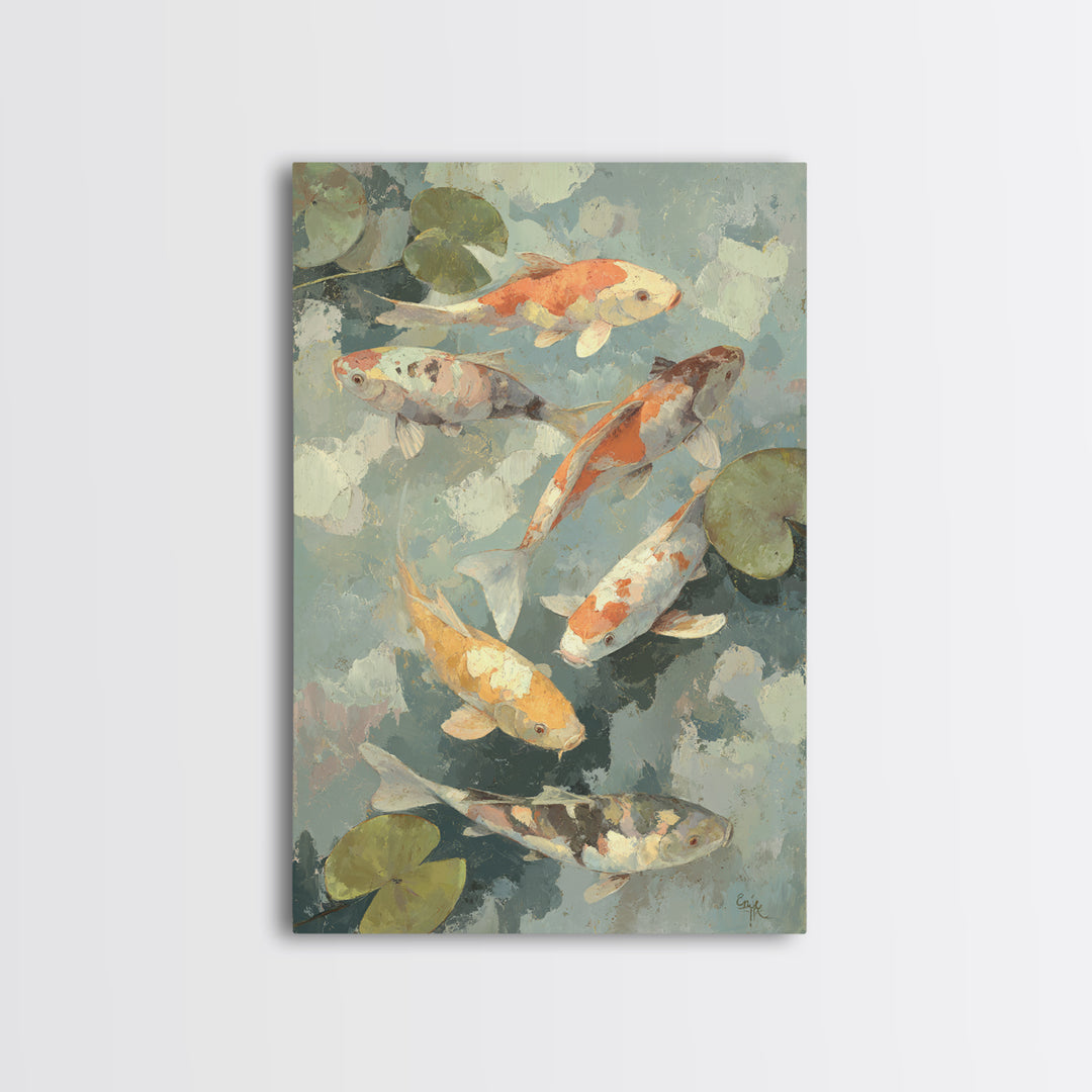 Colorful Fish Swimming Framed Canvas Print, Dental Office Art, Dental Gift, Office Decor, Abstract Art, Calm, DOA-2x3-2