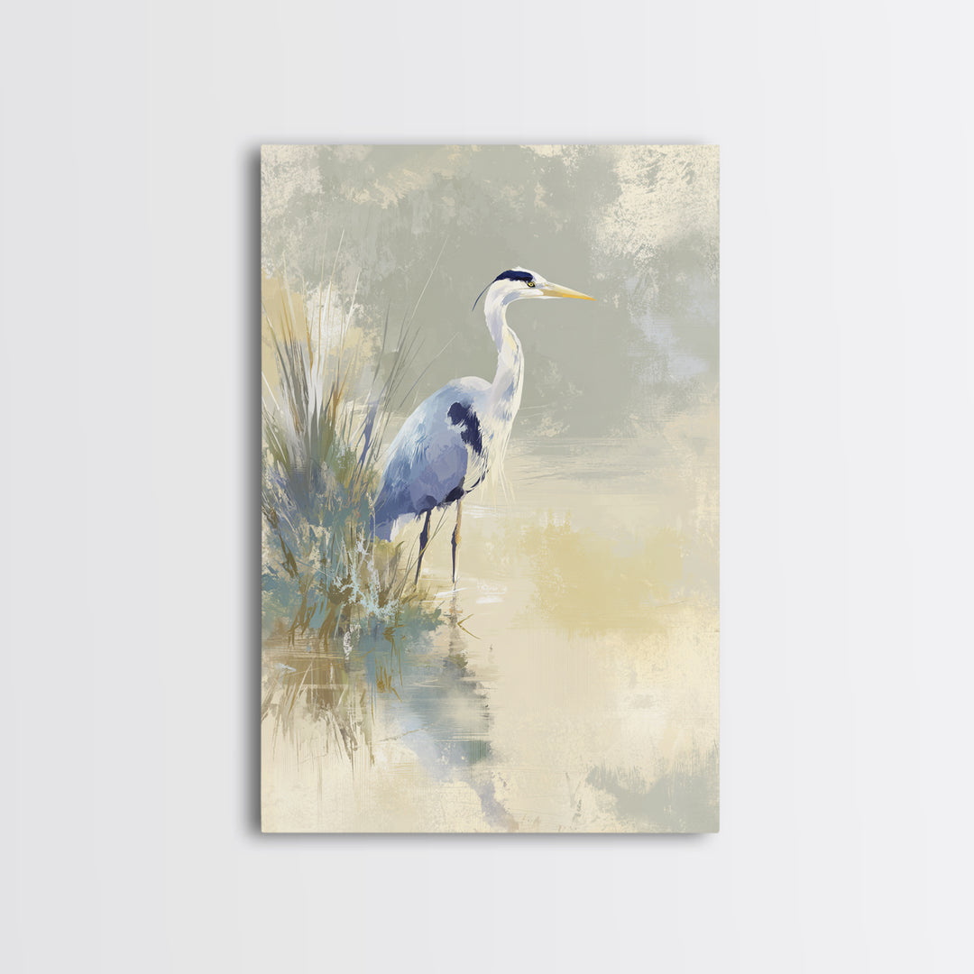 Blue Heron by Calm Marsh Water Canvas Print, Dental Office Art, Dental Art, Office Decor, Fine Art, Calm, Dental Gift, DOA-2x3-31