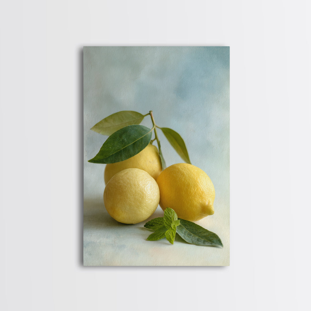 Fresh Citrus and Mint Still Life Framed Canvas Print, Dental Office Art, Dentist Art, Office Decor, Watercolor Art, Calm, DOA-2x3-63