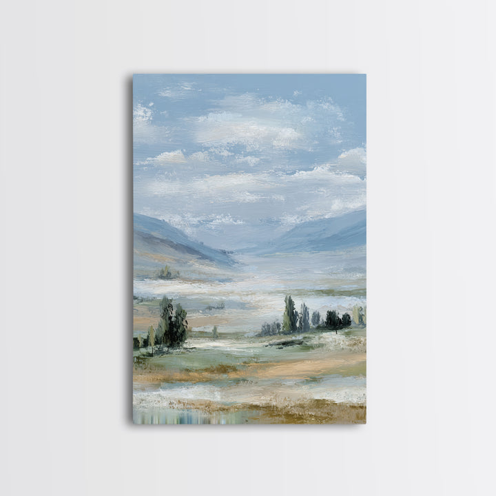 Peaceful Clouds over Open Meadow Framed Canvas Print, Dental Office Art, Wall Art, Office Decor, Calm, Dental Office Decor, DOA-2x3-89