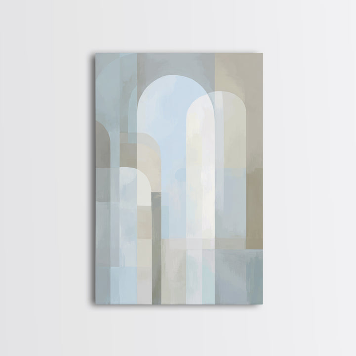 Light Scandinavian Abstract Arches Framed Canvas Print, Dental Office Art, Textured Painting, Office Decor, Abstract Art, Calm, DOA-2x3-97