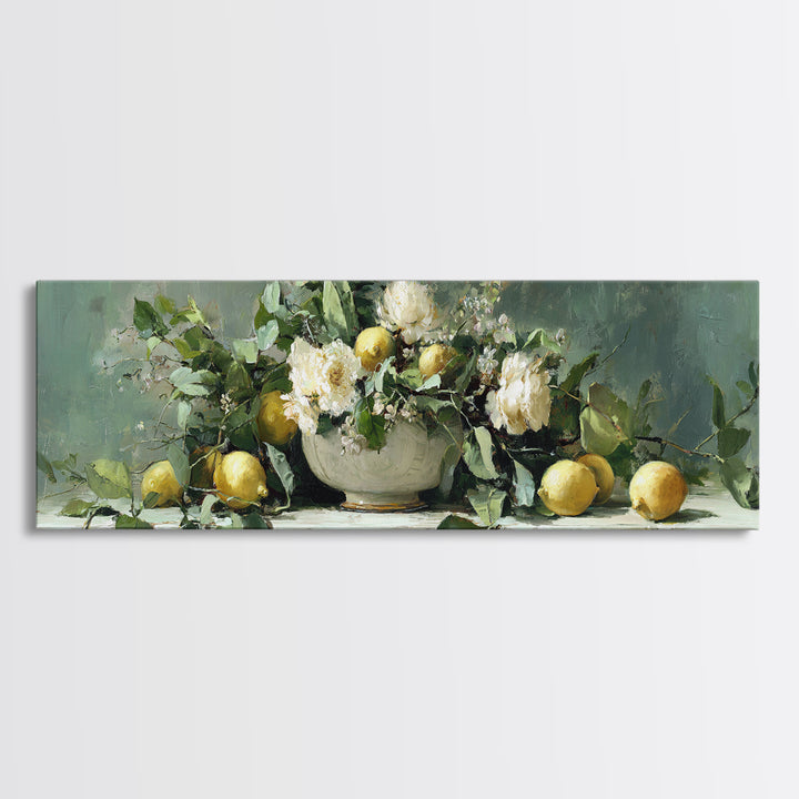 Fresh Citrus and Mint Still Life Framed Canvas Print, Dental Office Art, Medical Office Art, Office Decor, Fine Art, Calm, DOA-3x1-23
