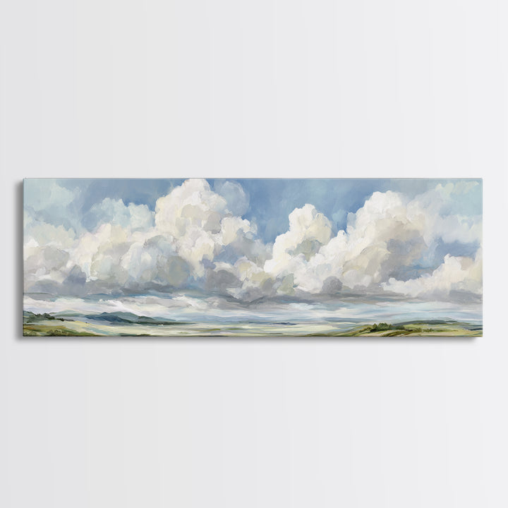 Peaceful Clouds over Open Meadow Canvas Print, Dental Office Art, Office Wall Art, Office Decor, Fine Art, Calm, Medical Decor, DOA-3x1-25