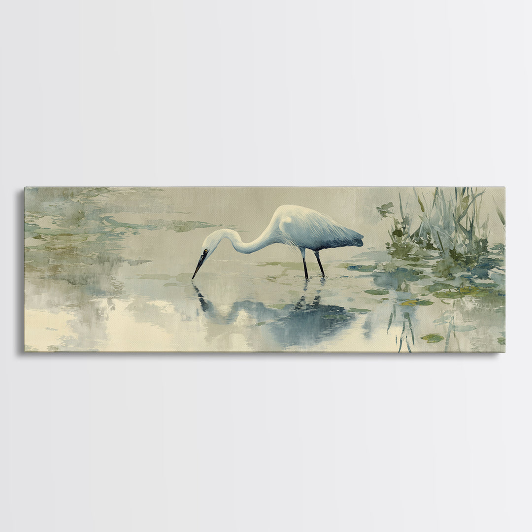 Blue Heron by Calm Marsh Water Canvas Print, Dental Office Art, Office Decor, Fine Art, Calm, Art Print, Room Decor, DOA-3x1-39