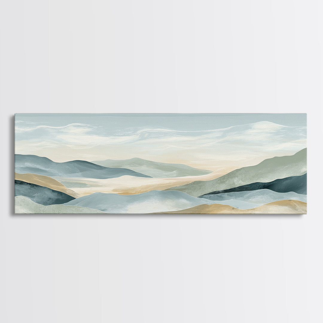 Soft Gradient Sunrise Framed Canvas Print, Dental Office Art, Neutral Decor, Office Decor, Fine Art, Calm, Wall Art, Poster, DOA-3x1-60
