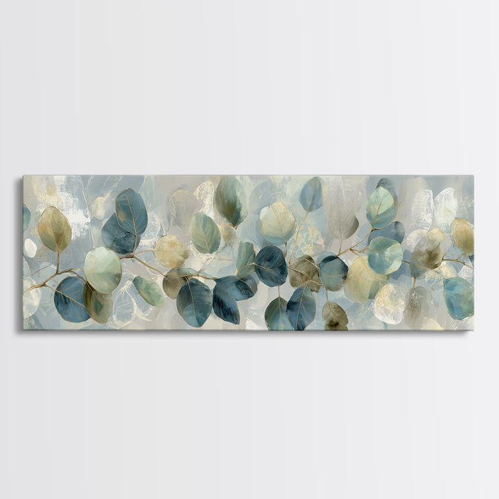 Soft Botanical Eucalyptus Print for Clean Atmosphere Framed Canvas Print, Dental Office Art, Wall Art, Office Decor, Calm, DOA-3x1-67