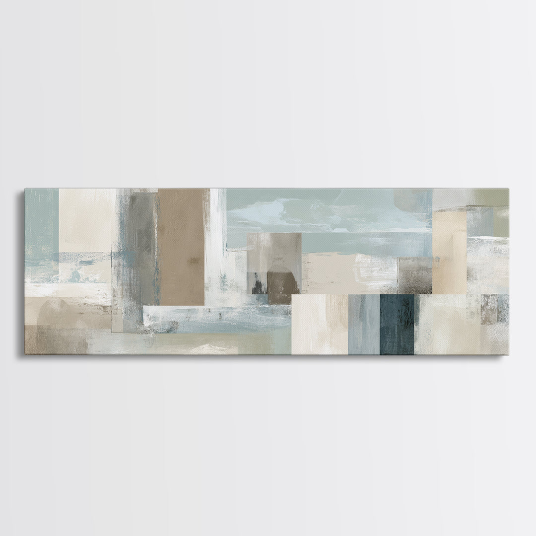 Clean Geometric Art Framed Canvas Print, Dental Office Art, Textured Painting, Office Decor, Calm, Room Decor Aesthetic, DOA-3x1-72