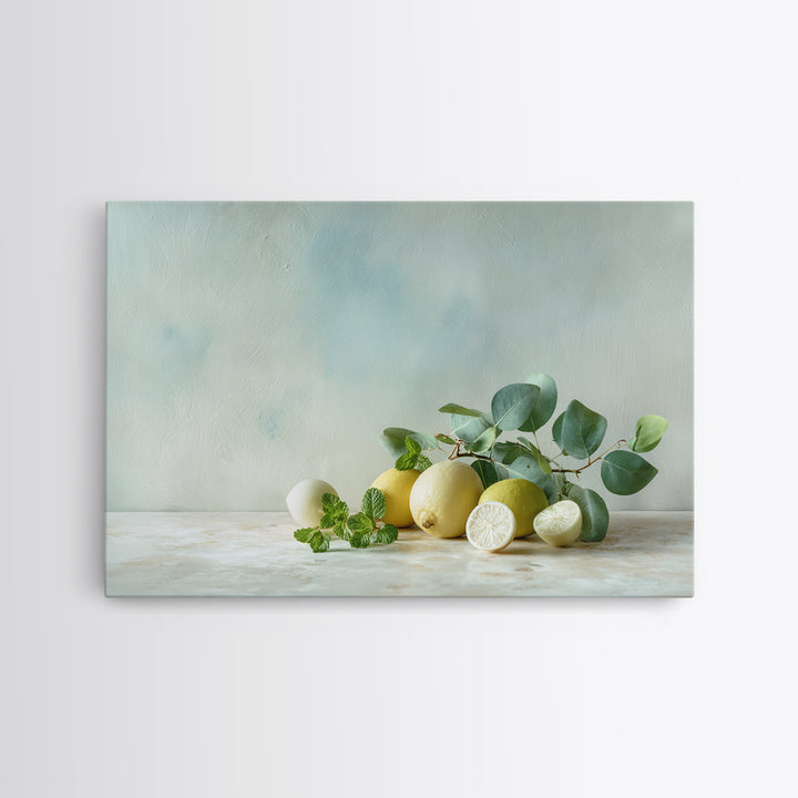 Fresh Citrus and Mint Still Life Canvas Print, Dental Office Art, Minimalist Decor, Office Decor, Calm, Motivational Poster, DOA-3x2-11