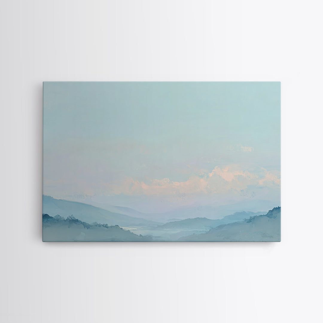 Soft Gradient Sunrise Framed Canvas Print, Dental Office Art, Textured Painting, Office Decor, Calm, Room Decor Aesthetic, DOA-3x2-24