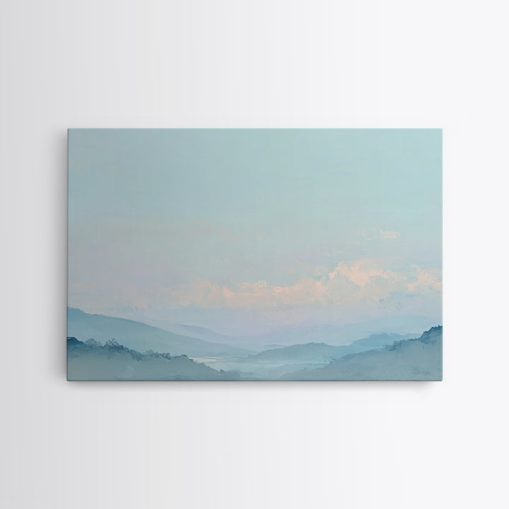 Soft Gradient Sunrise Framed Canvas Print, Dental Office Art, Textured Painting, Office Decor, Calm, Room Decor Aesthetic, DOA-3x2-24