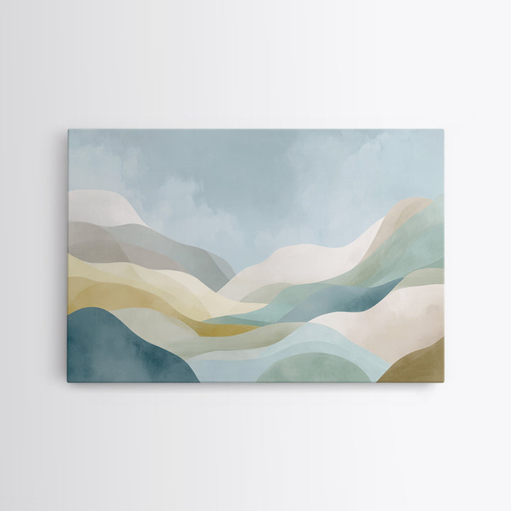 Simple Rainbow Pastel Shapes for Children Framed Canvas Print, Dental Office Art, Printable Wall Art, Office Decor, Calm, DOA-3x2-25