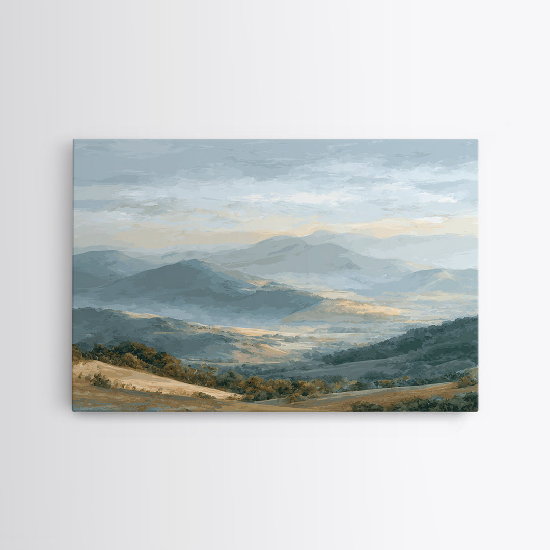 Gentle Mountain Landscape Canvas Print, Dental Office Art, Minimalist Decor, Office Decor, Oil Painting, Calm, DOA-3x2-32