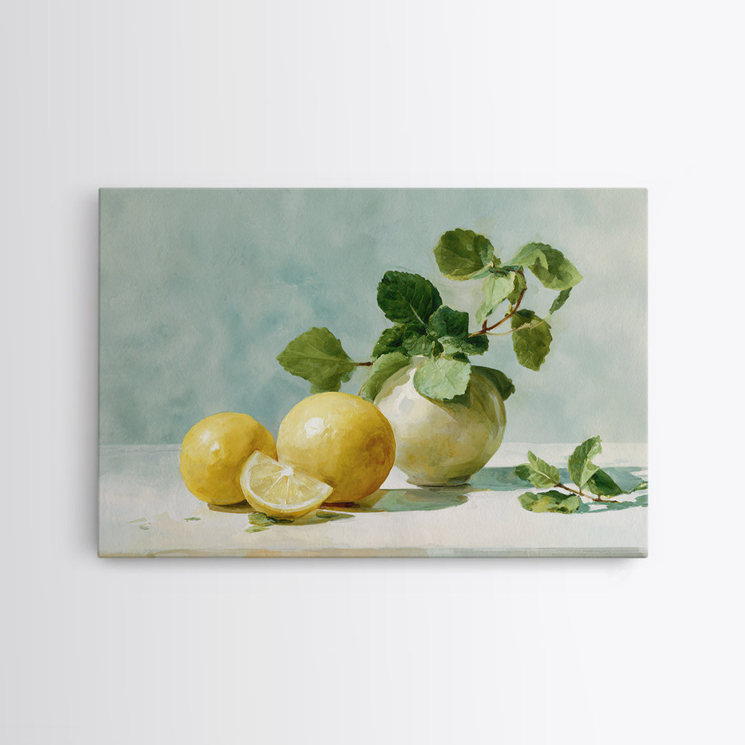 Fresh Citrus and Mint Still Life Framed Canvas Print, Dental Office Art, Office Decor, Calm, Medical Art, Medical Office Decor, DOA-3x2-35