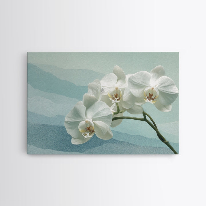 White Orchid on Stone Background Framed Canvas Print, Dental Office Art, Wall Art, Office Decor, Oil Painting, Calm, DOA-3x2-40