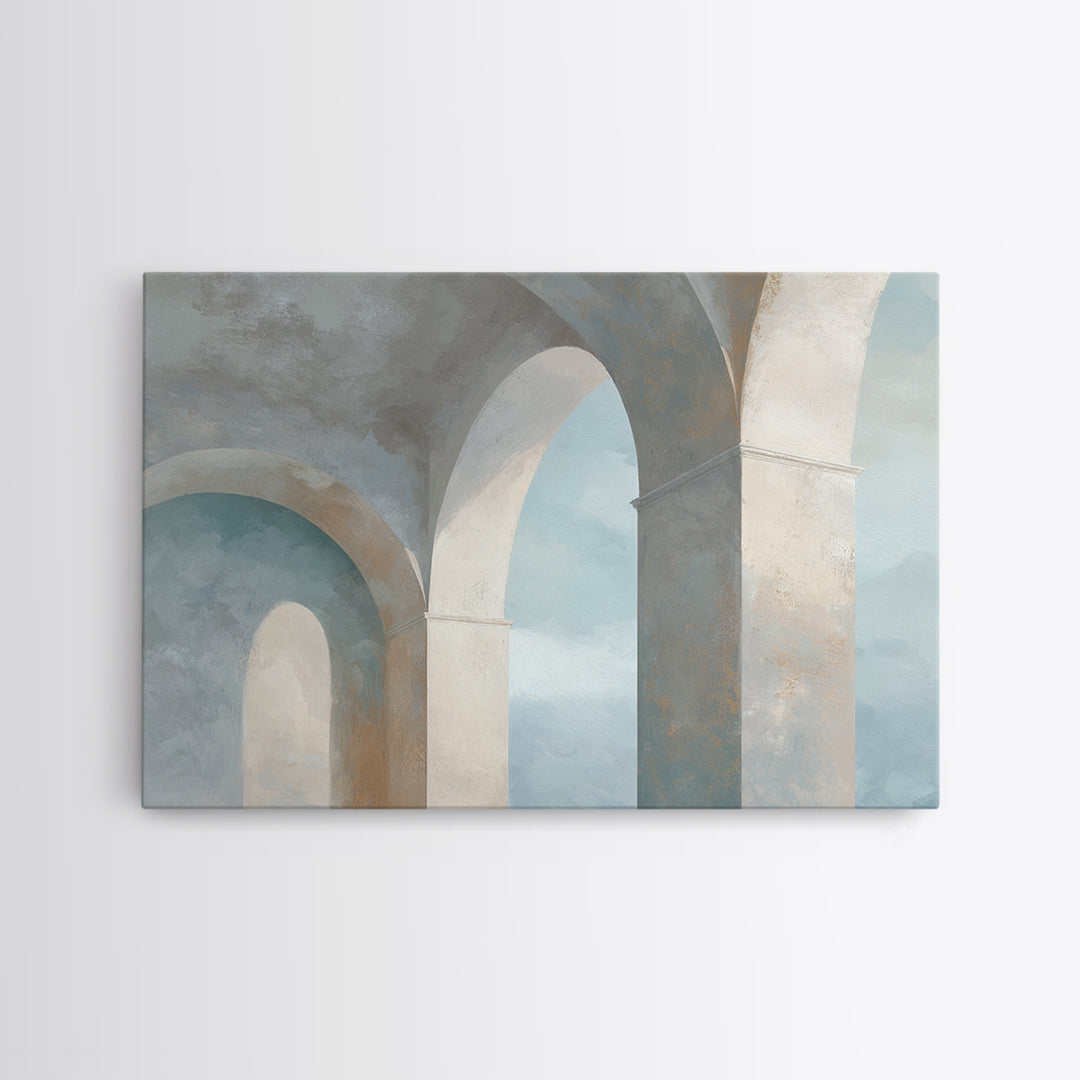 Light Scandinavian Abstract Arches Framed Canvas Print, Dental Office Art, Minimalist Wall Art, Office Decor, Fine Art, Calm, DOA-3x2-45