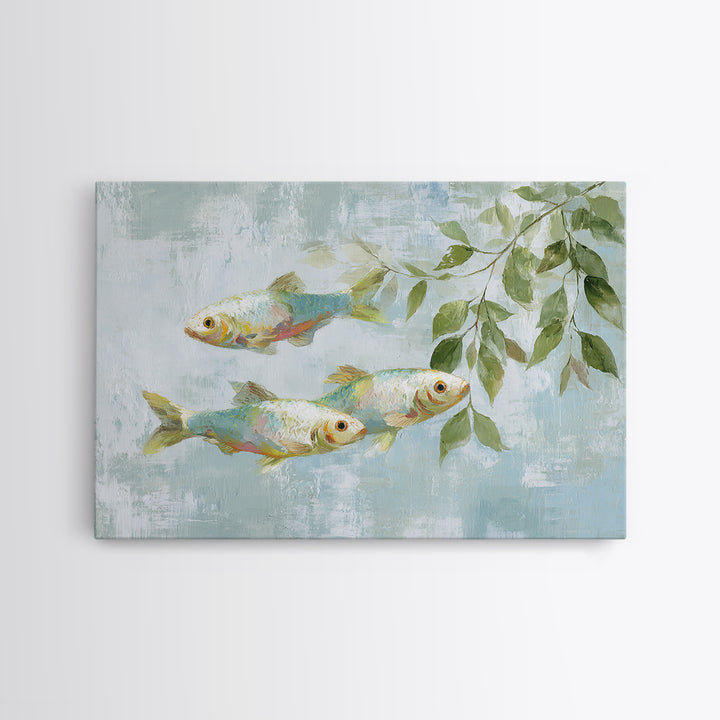 Colorful Fish Swimming Framed Canvas Print, Dental Office Art, Printable Wall Art, Office Decor, Fine Art, Calm, Dental Hygiene, DOA-3x2-46