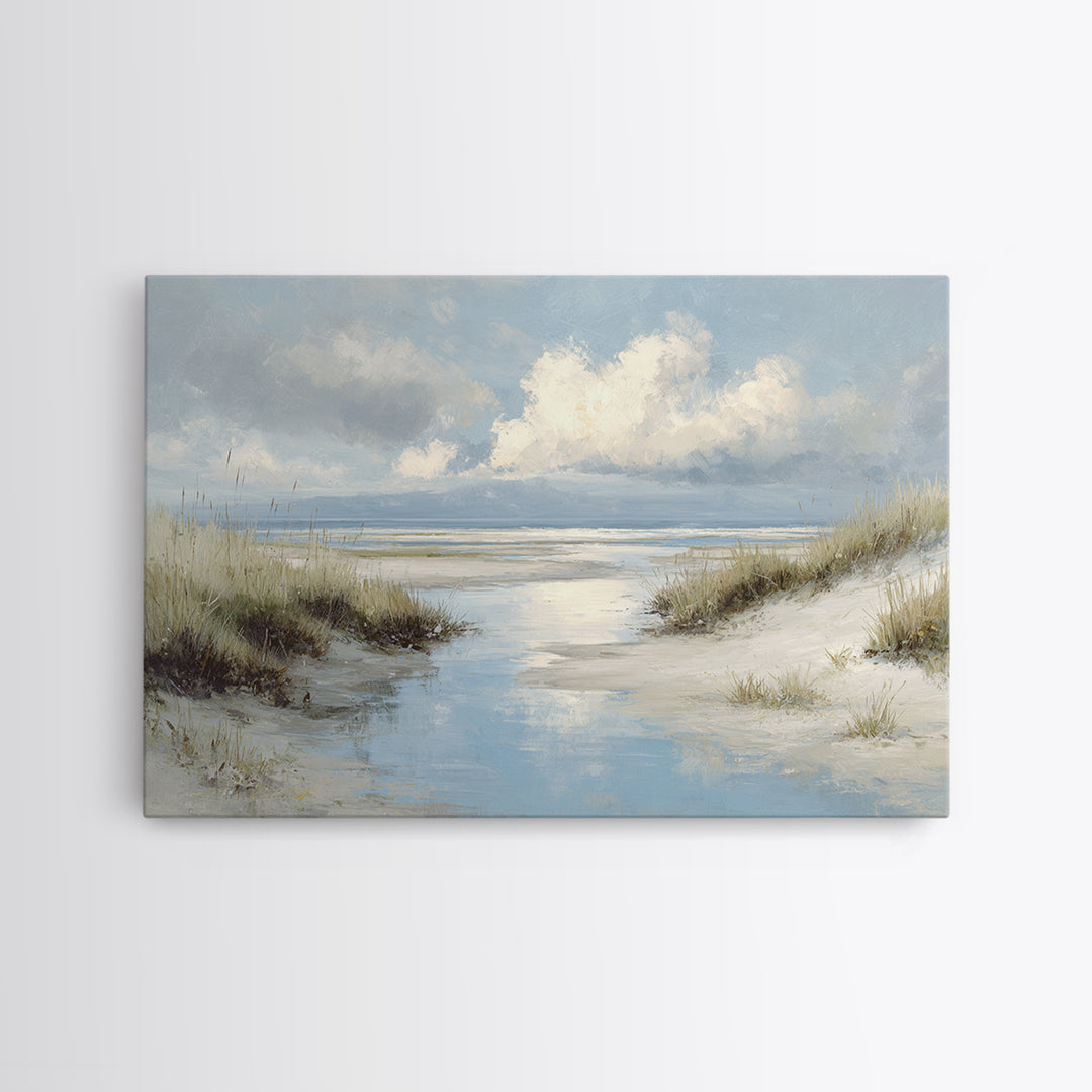 Quiet Coastal Dunes Framed Canvas Print, Dental Office Art, Office Decor, Oil Painting, Calm, Medical Art, Medical Office Decor, DOA-3x2-50