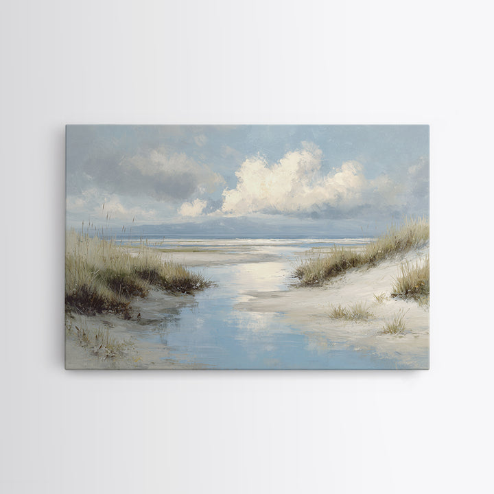 Quiet Coastal Dunes Framed Canvas Print, Dental Office Art, Office Decor, Oil Painting, Calm, Medical Art, Medical Office Decor, DOA-3x2-50