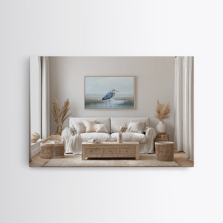 Blue Heron by Calm Marsh Water Canvas Print, Dental Office Art, Decor, Office Decor, Fine Art, Calm, Digital Artwork, DOA-3x2-51