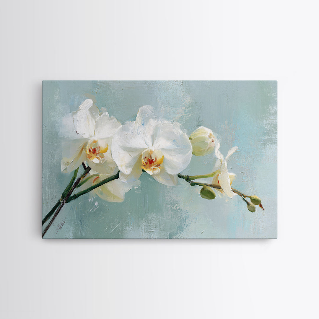 White Orchid on Stone Background Framed Canvas Print, Dental Office Art, Dental Wall Art, Office Decor, Abstract Art, Calm, DOA-3x2-64