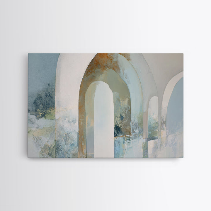 Light Scandinavian Abstract Arches Framed Canvas Print, Dental Office Art, Minimalist Wall Art, Office Decor, Fine Art, Calm, DOA-3x2-69