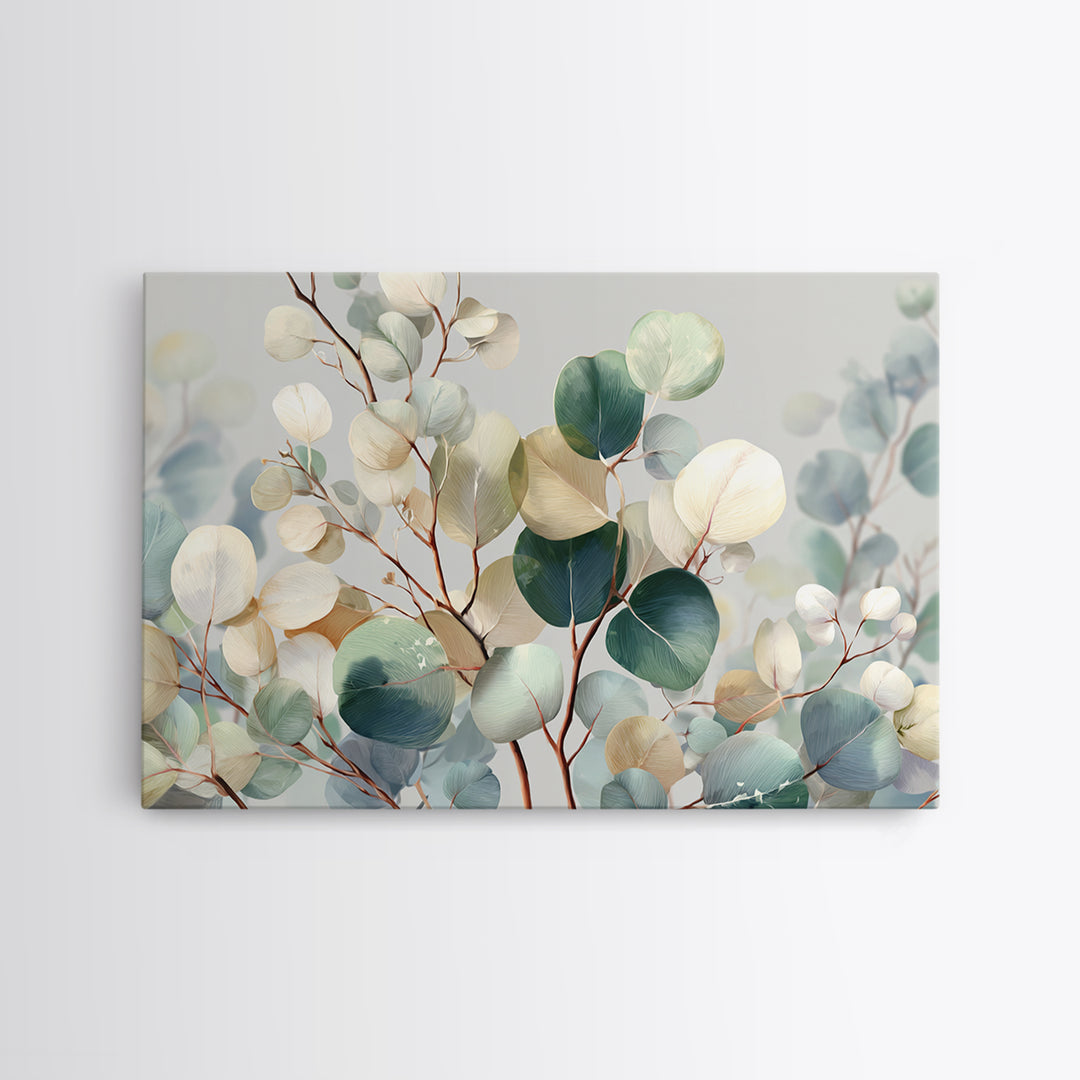 Soft Botanical Eucalyptus Print for Clean Atmosphere Framed Canvas Print, Dental Office Art, Dental Gift, Office Decor, Calm, DOA-3x2-7