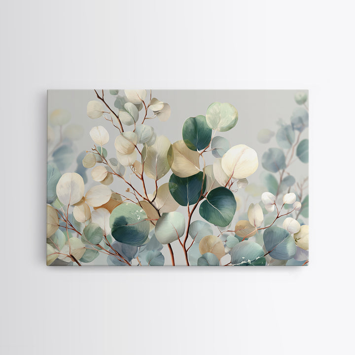 Soft Botanical Eucalyptus Print for Clean Atmosphere Framed Canvas Print, Dental Office Art, Dental Gift, Office Decor, Calm, DOA-3x2-7