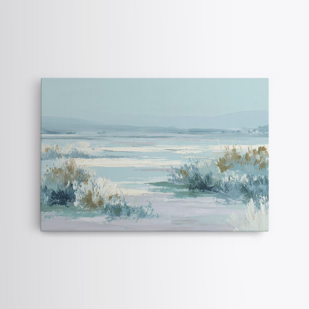 Quiet Coastal Dunes Framed Canvas Print, Dental Office Art, Office Decor, Oil Painting, Calm, Medical Art, Medical Office Decor, DOA-3x2-74
