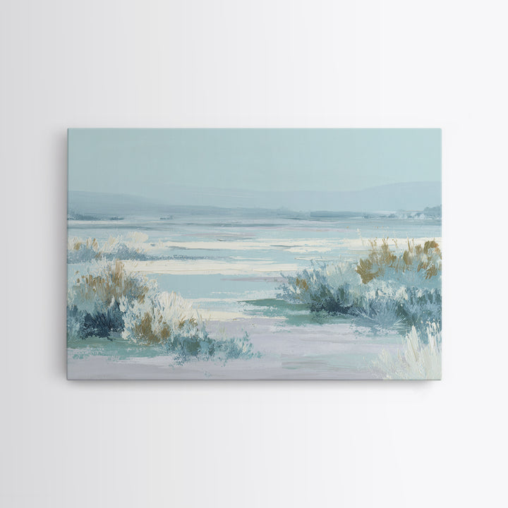 Quiet Coastal Dunes Framed Canvas Print, Dental Office Art, Office Decor, Oil Painting, Calm, Medical Art, Medical Office Decor, DOA-3x2-74