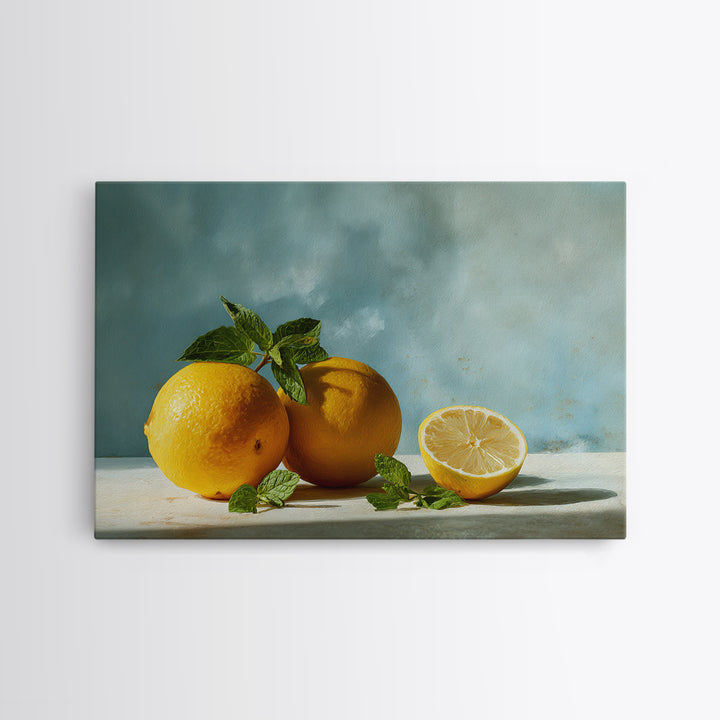 Fresh Citrus and Mint Still Life Canvas Print, Dental Office Art, Printable Digital, Office Decor, Calm, Neutral Decor, DOA-3x2-83