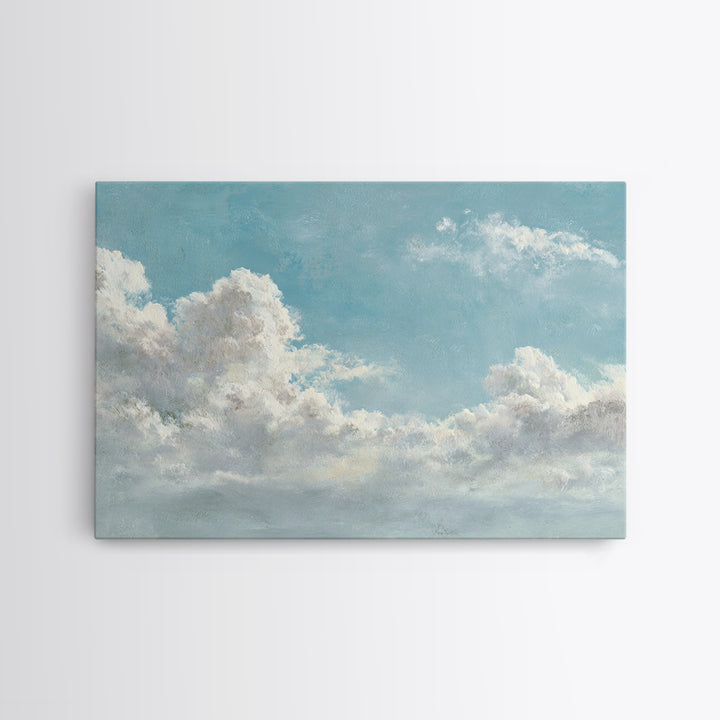 Peaceful Clouds over Open Meadow Framed Canvas Print, Dental Office Art, Dental Wall Art, Office Decor, Watercolor Art, Calm, DOA-3x2-85