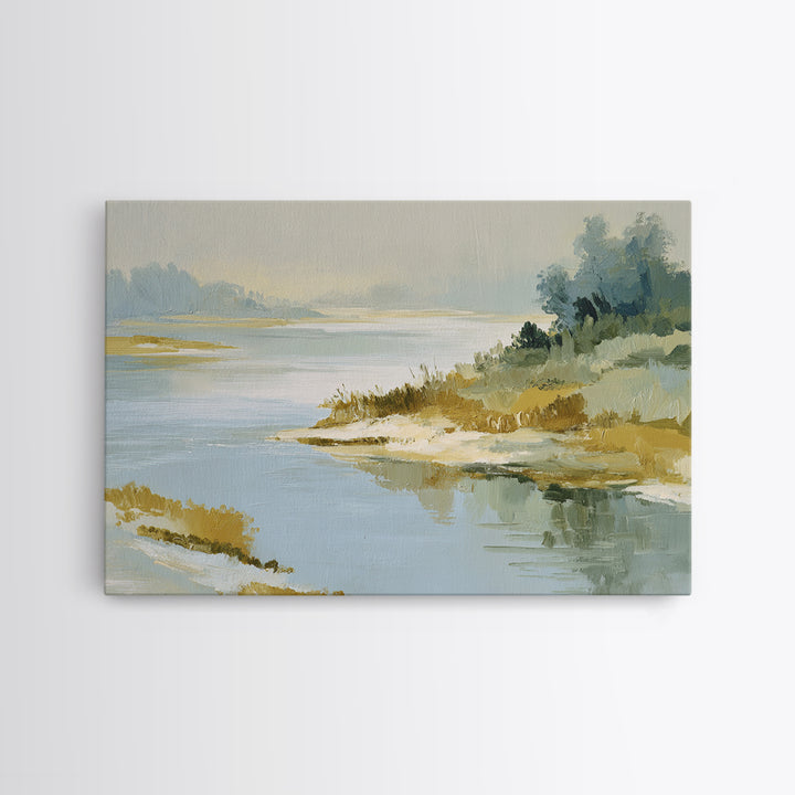 Sunlit Lake with Calming Reflections Framed Canvas Print, Dental Office Art, Dentistry Art, Office Decor, Fine Art, Calm, DOA-3x2-91
