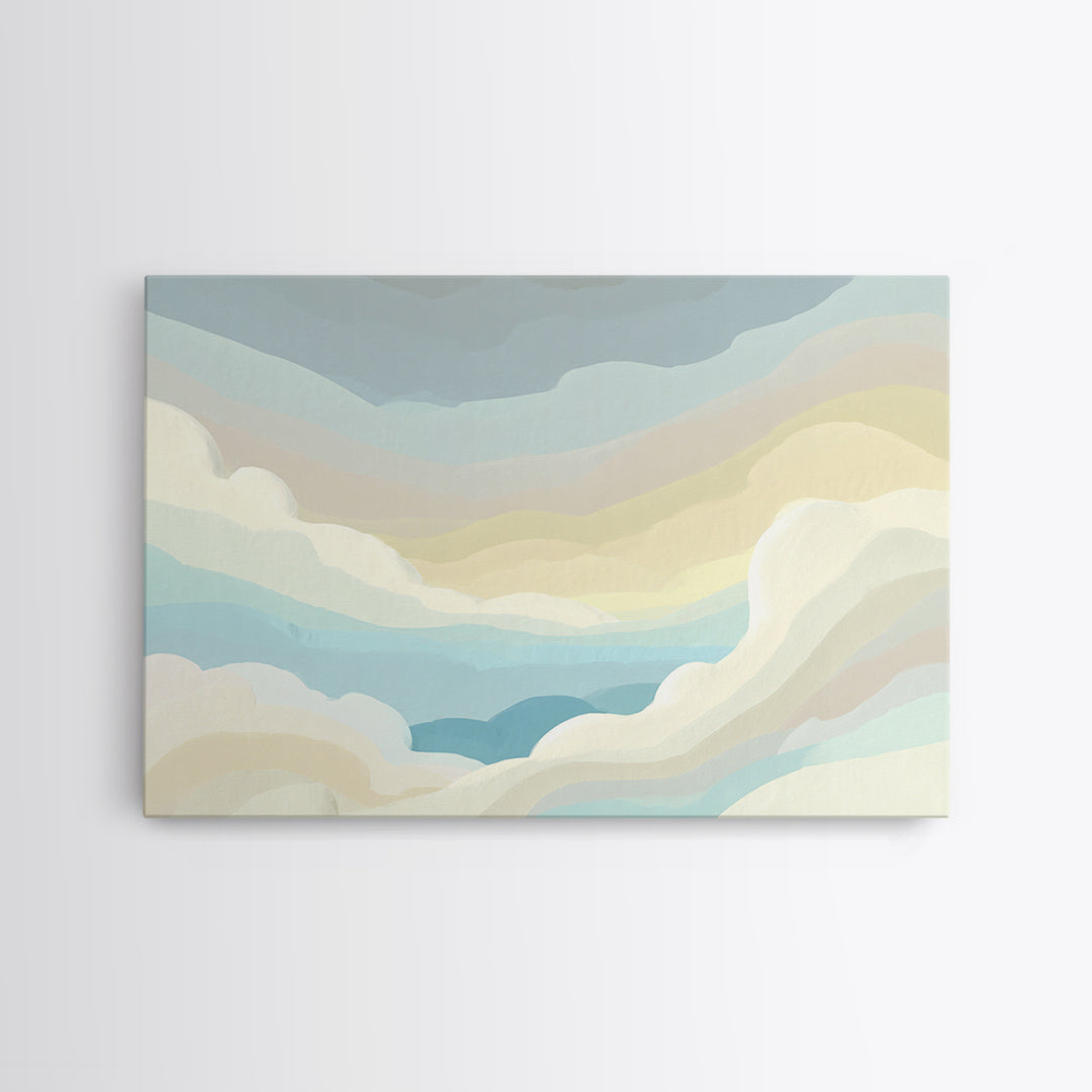 Simple Rainbow Pastel Shapes for Children Framed Canvas Print, Dental Office Art, Digital Artwork, Office Decor, Abstract Art, DOA-3x2-97