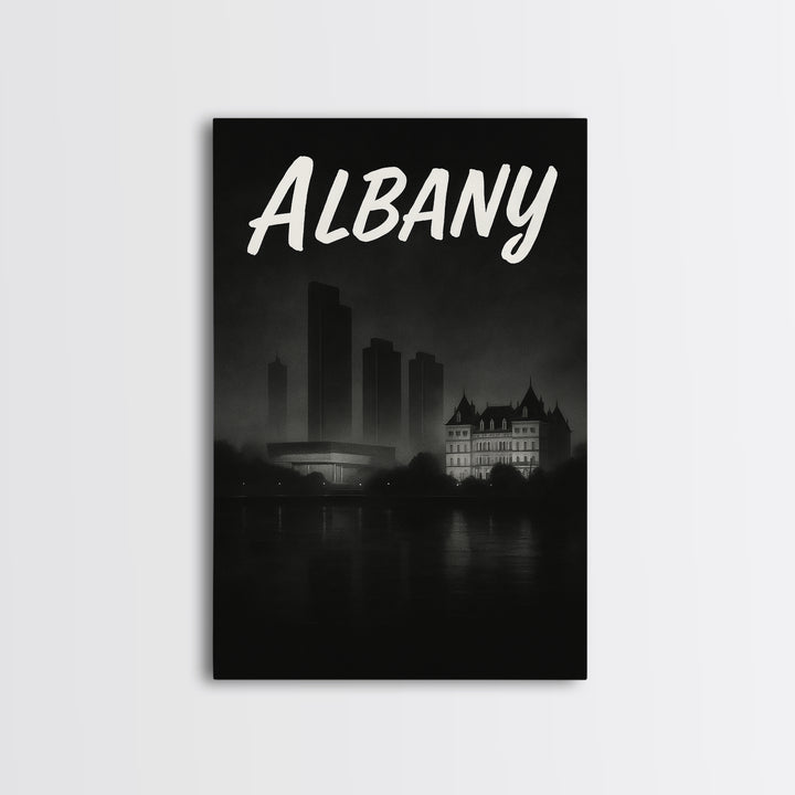 Albany New York Travel Poster, Canvas Print, Night Street Poster Art, Albany Poster Print, Travel Wall Decor, Wanderlust Decor, Wall Decor