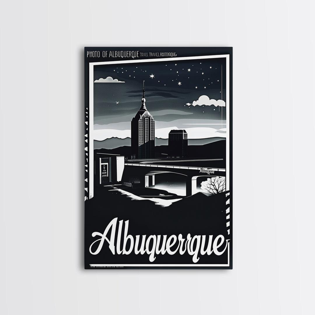 Albuquerque New Mexico Travel Poster, Canvas Print, Night Street Poster Art, Albuquerque City Art, Gift For Travelers, Home Office Decor