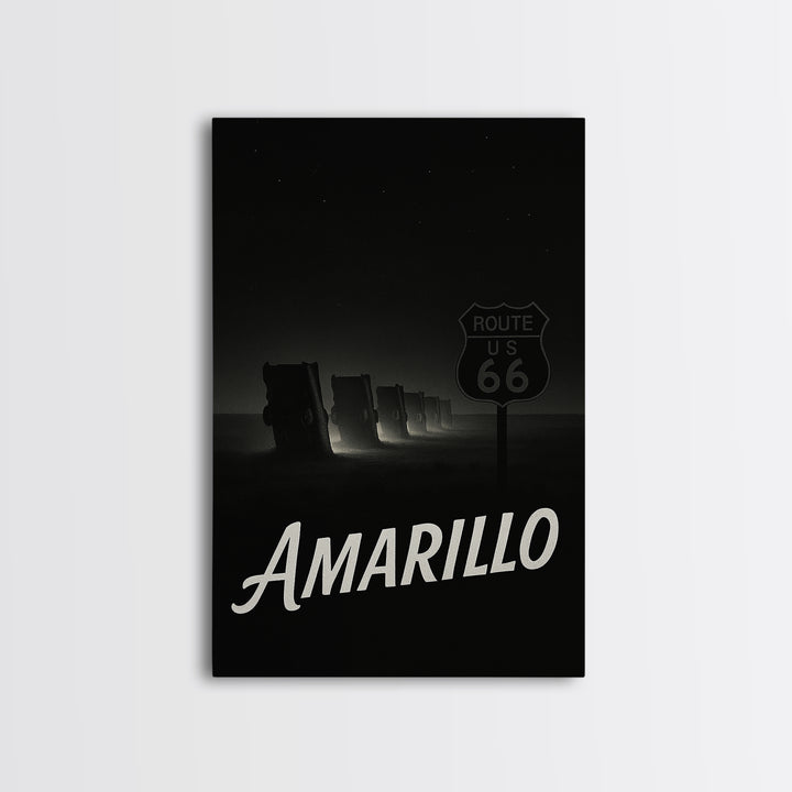 Amarillo Texas Travel Poster, Canvas Print, Night Street Poster Art, Amarillo City Art, City Art Print, Vintage City Art, Retro Travel Print