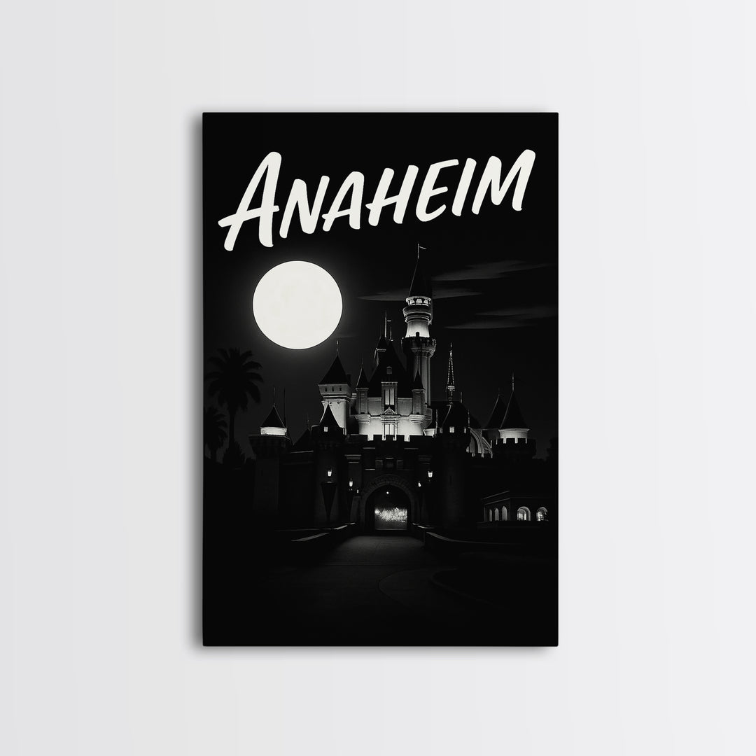Anaheim California Travel Poster, Canvas Print, Black And White Travel Art, Anaheim Wall Art, Gift For Travelers, Retro Travel Print