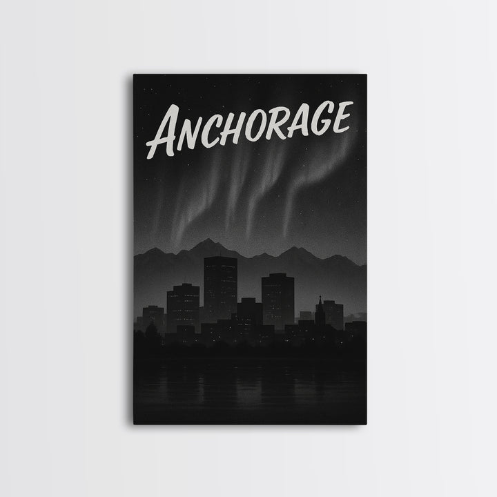 Anchorage Travel Poster, Canvas Print, Dark Moody City Wall Art, Anchorage Travel Art, Retro Travel Print, Vintage Travel Art, Design 2