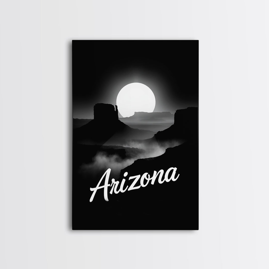 Arizona Travel Poster, Framed Canvas Print, Night Street Poster Art, Arizona City Art, Eclectic Wall Decor, Mid Century Wall Art