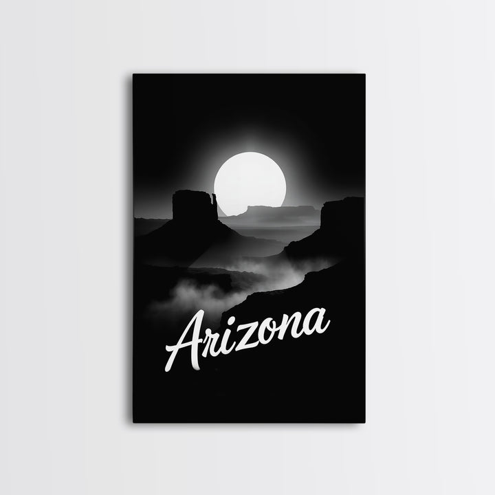 Arizona Travel Poster, Framed Canvas Print, Night Street Poster Art, Arizona City Art, Eclectic Wall Decor, Mid Century Wall Art