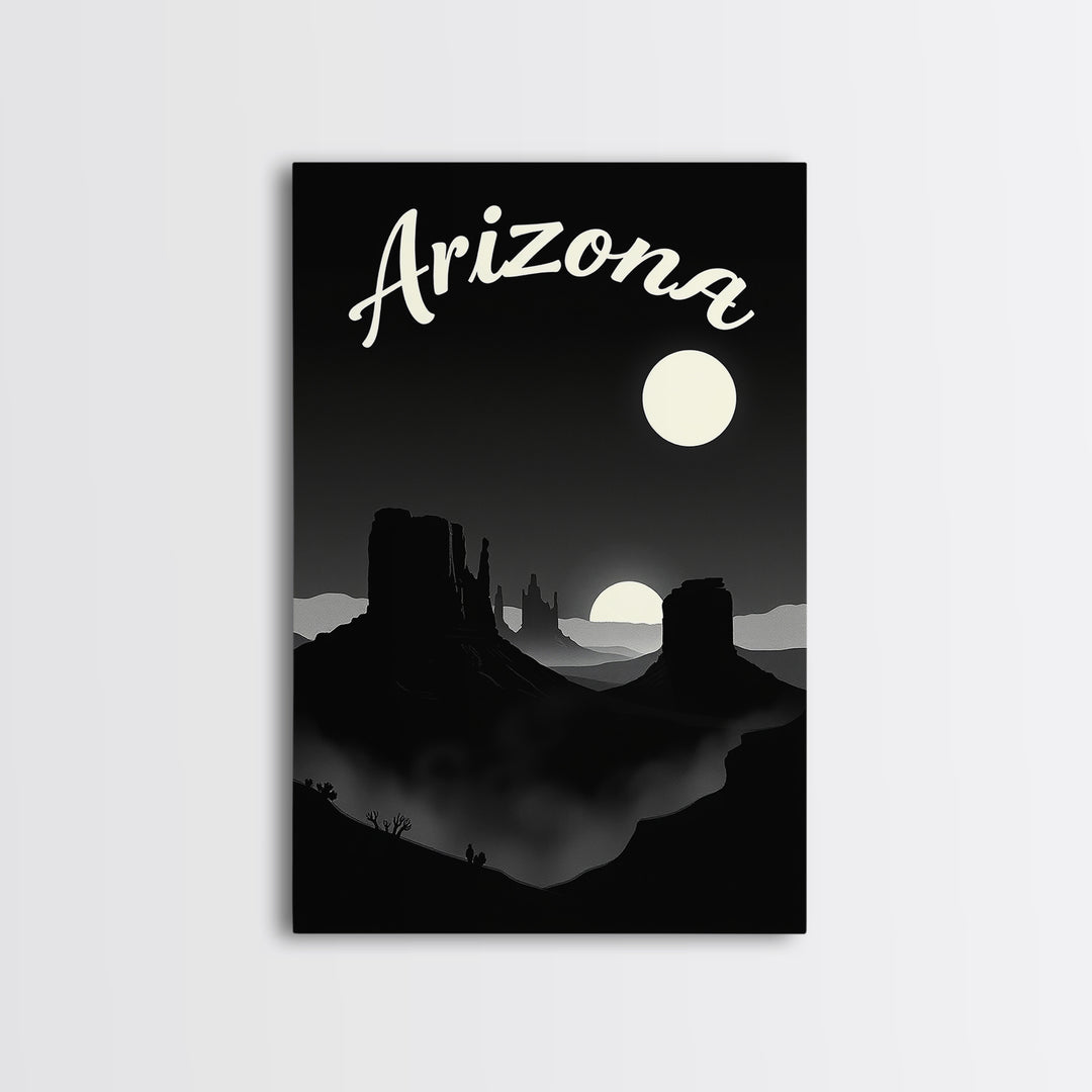Arizona Travel Poster, Framed Canvas Print, Vintage Noir Poster Art, Arizona Wall Art, Travel Wall Art, Mid Century Wall Art, Design 5