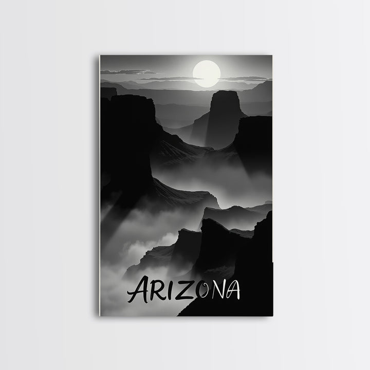 Arizona Travel Poster, Canvas Print, Black And White Travel Art, Arizona City Art, Travel Art, Watercolor Urban Skyline, Travel Print